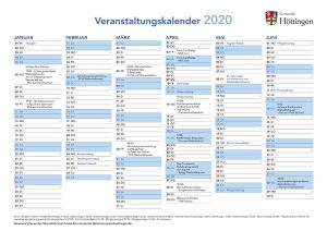 Veranstaltungskalender der Höttinger Vereine 2020